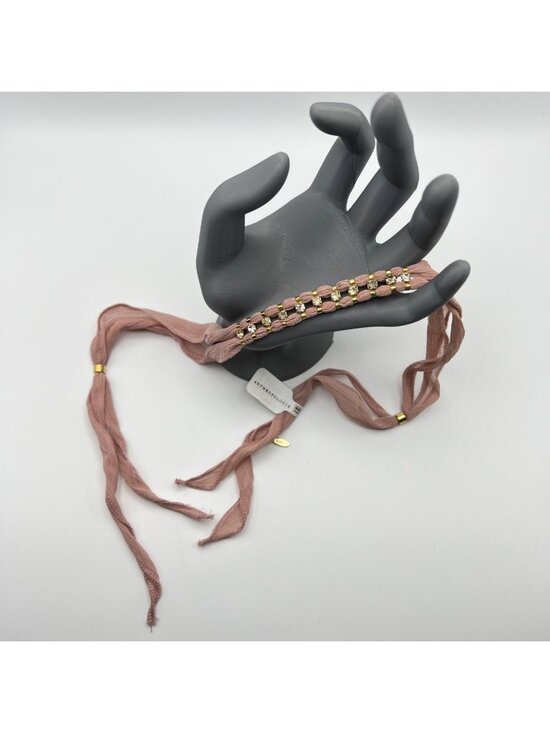 Anthropologie, Serefina Jewelry - NWT Anthropologie Serefina Choker Necklace Dusty Blush Pink Gold Crystal Fabric